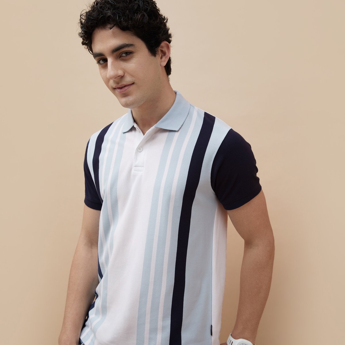 Comfortable Men’s Striped Polo T-Shirt Ideal for Casual Days