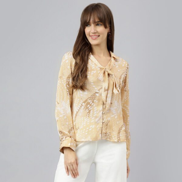 Elegant Printed Shirt Style Top for Women Perfect Blend of Comfort